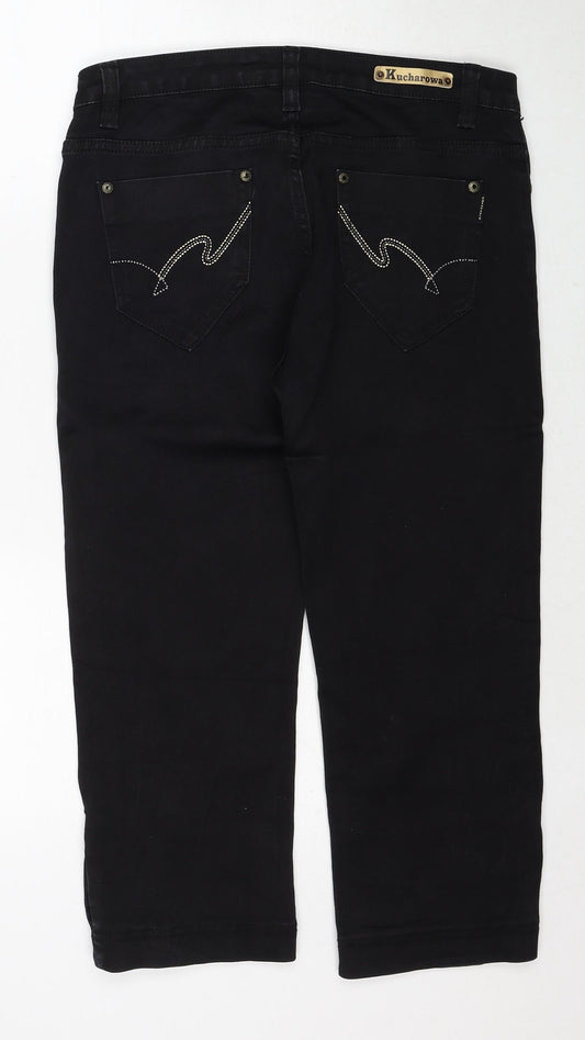 Hucharowa Womens Black Cotton Straight Jeans Size 31 in Regular Zip