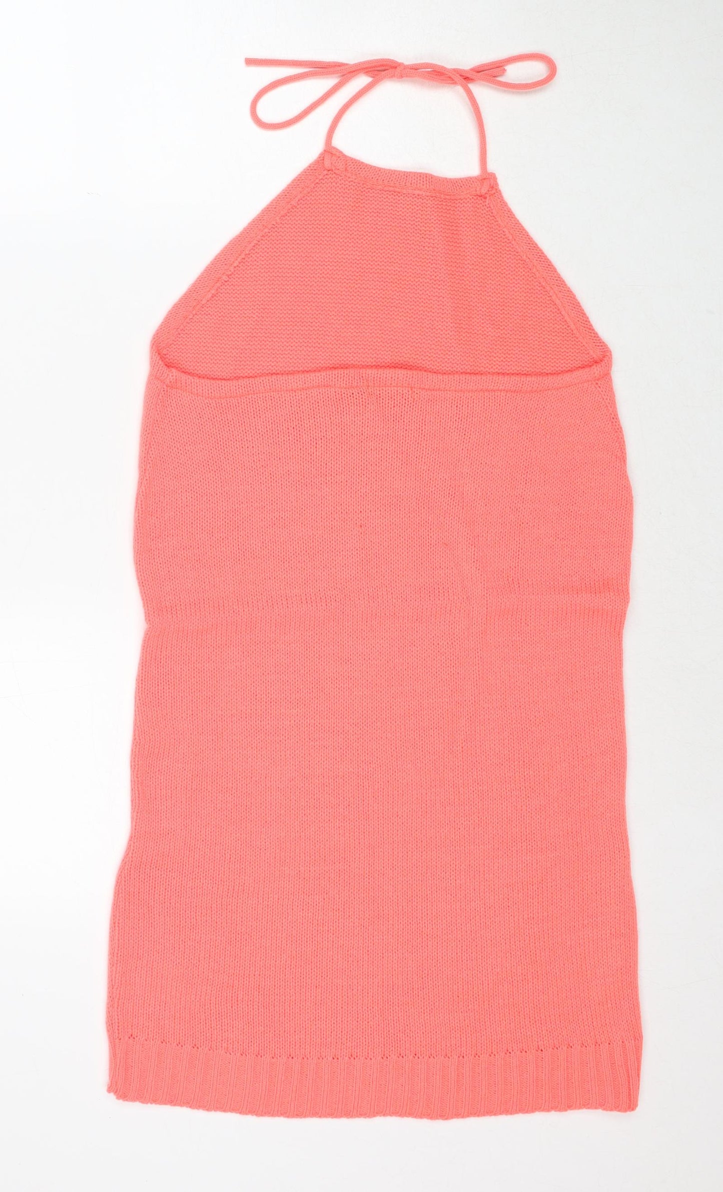 Boohoo Womens Pink Acrylic A-Line Size L Halter Tie