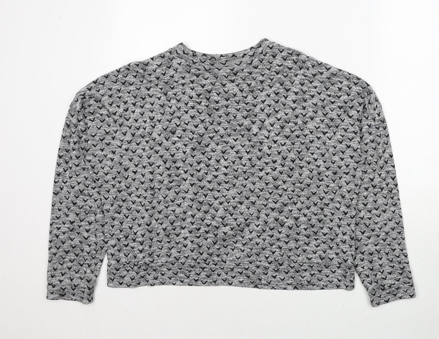 NEXT Womens Grey Geometric Cotton Pullover Sweatshirt Size 14 Pullover