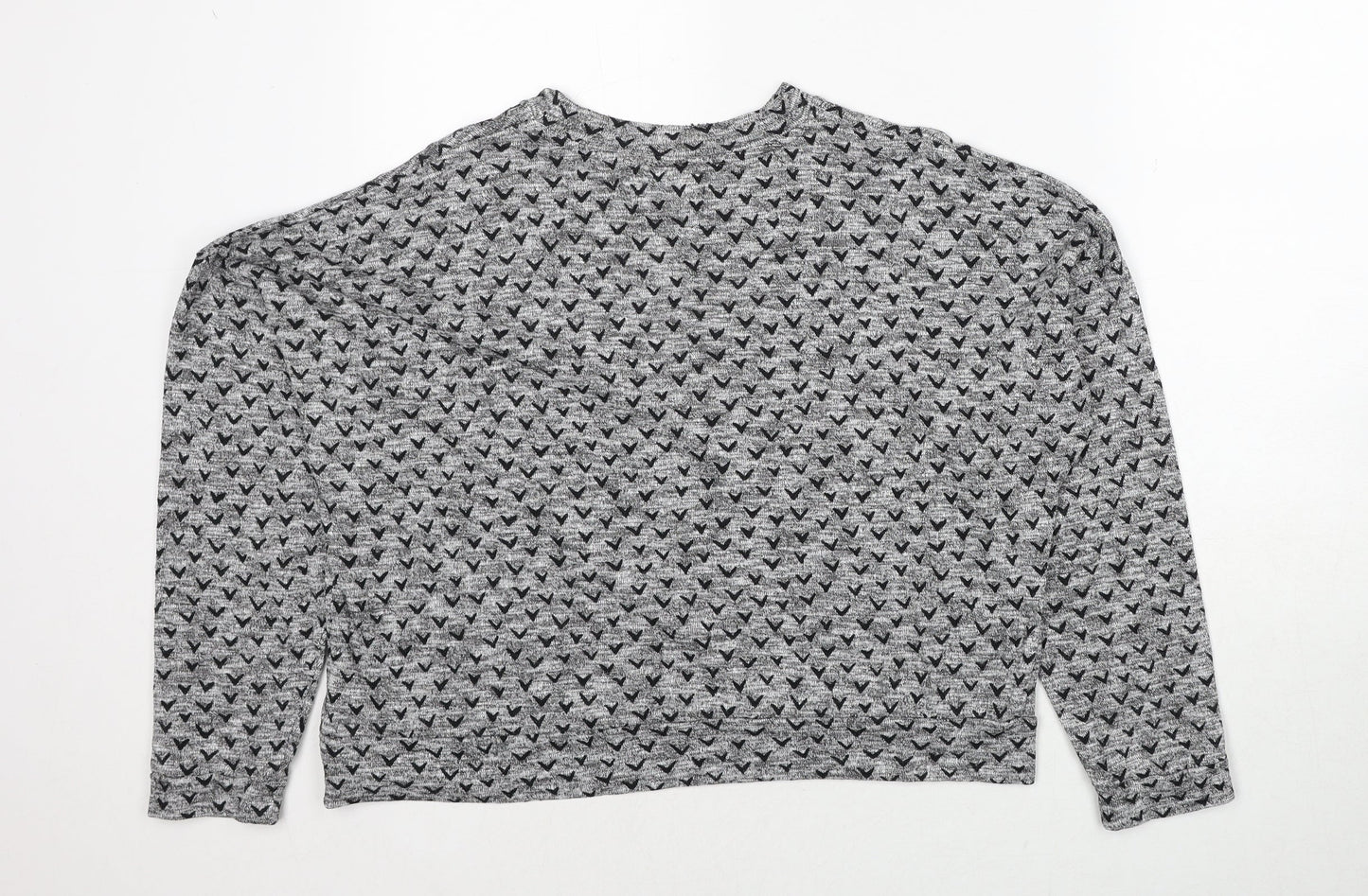 NEXT Womens Grey Geometric Cotton Pullover Sweatshirt Size 14 Pullover