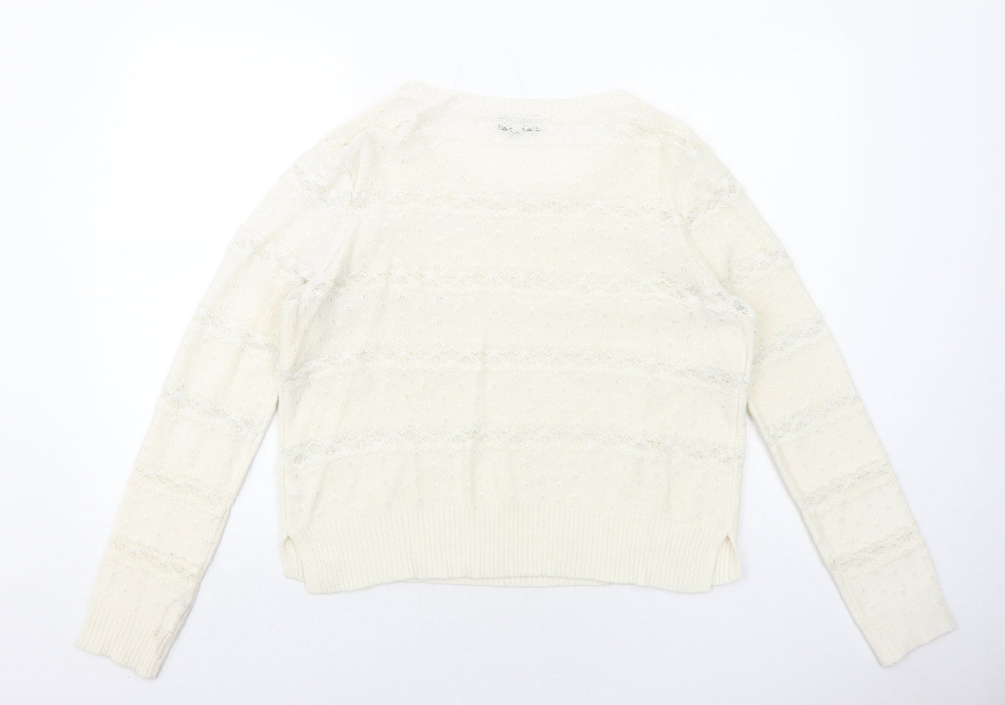 Topshop Womens Ivory Boat Neck Acrylic Pullover Jumper Size 12