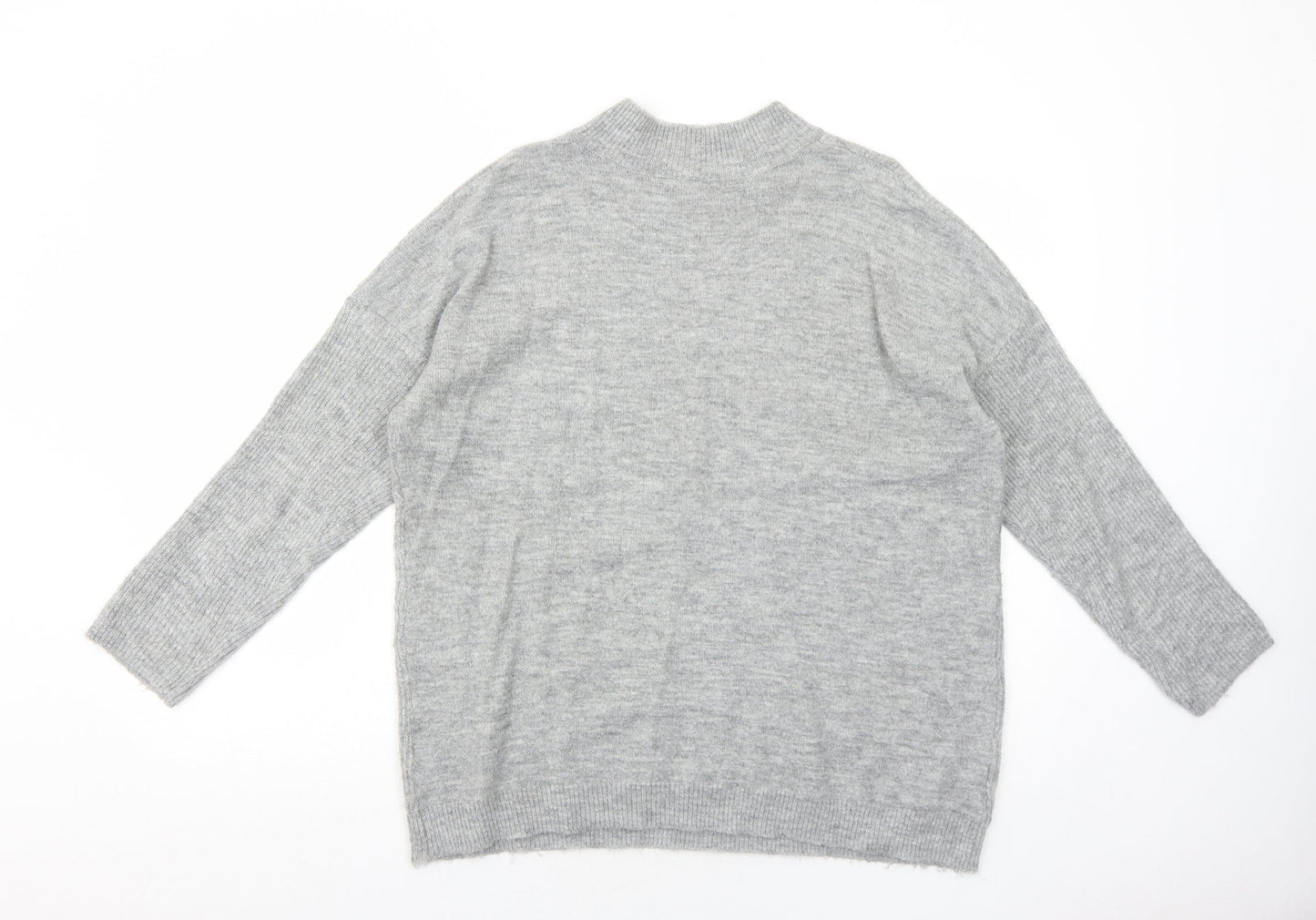 Peacocks Womens Grey Mock Neck Acrylic Pullover Jumper Size M