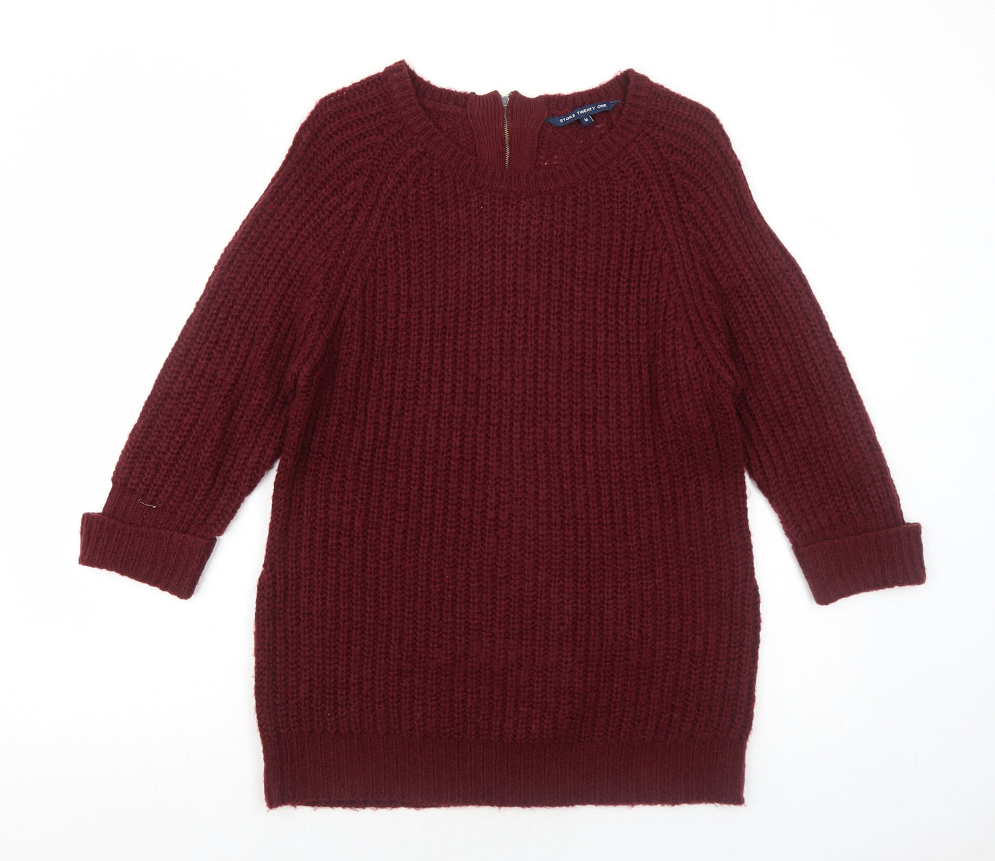 Store Twenty One Womens Red Boat Neck Acrylic Pullover Jumper Size M