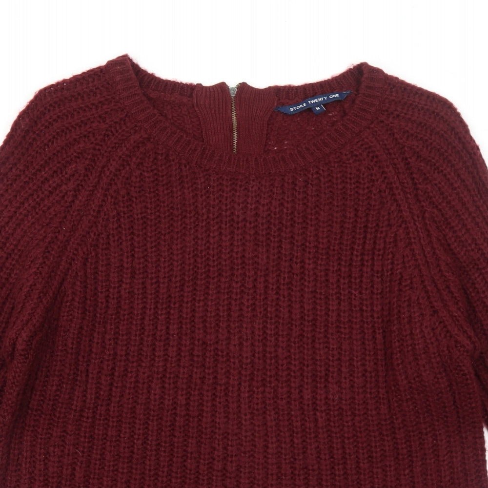 Store Twenty One Womens Red Boat Neck Acrylic Pullover Jumper Size M