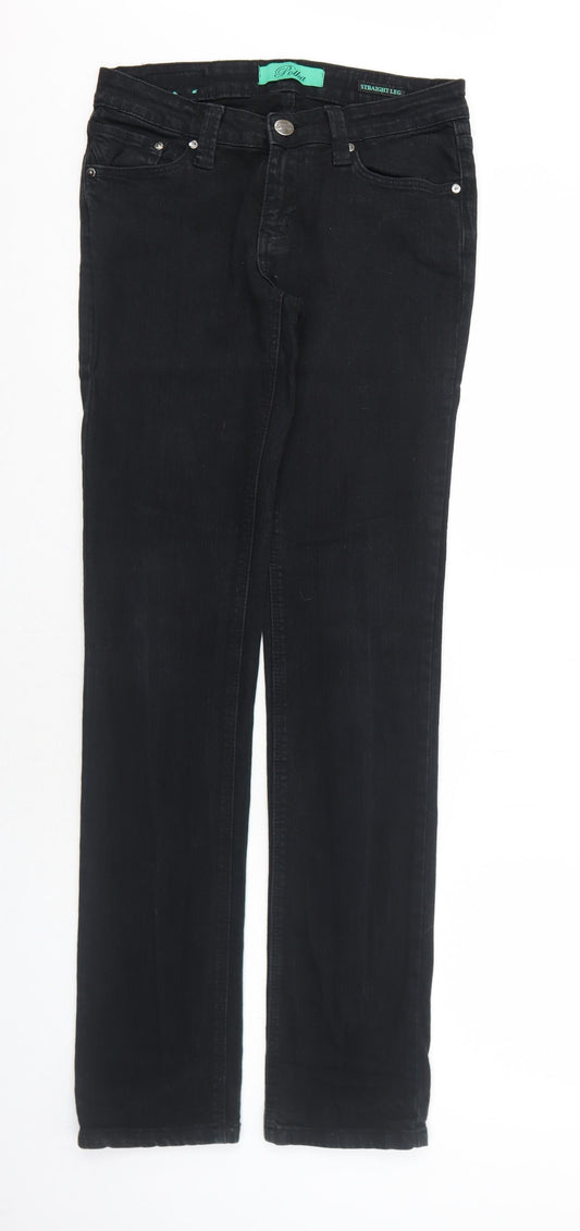 Polka Womens Black Cotton Straight Jeans Size 10 Regular Zip