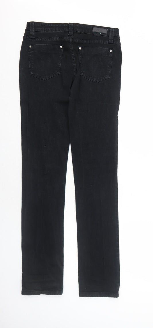 Polka Womens Black Cotton Straight Jeans Size 10 Regular Zip