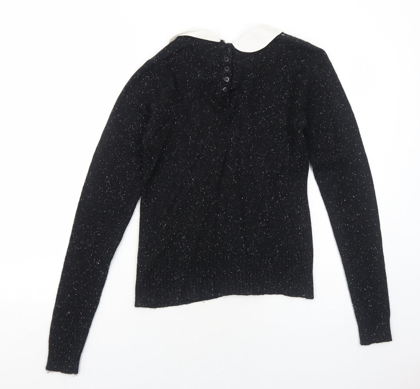 VERO MODA Womens Black Collared Nylon Pullover Jumper Size S