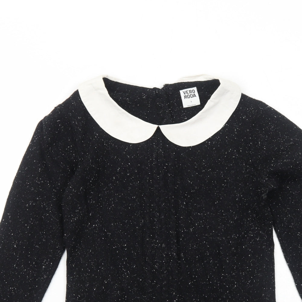VERO MODA Womens Black Collared Nylon Pullover Jumper Size S