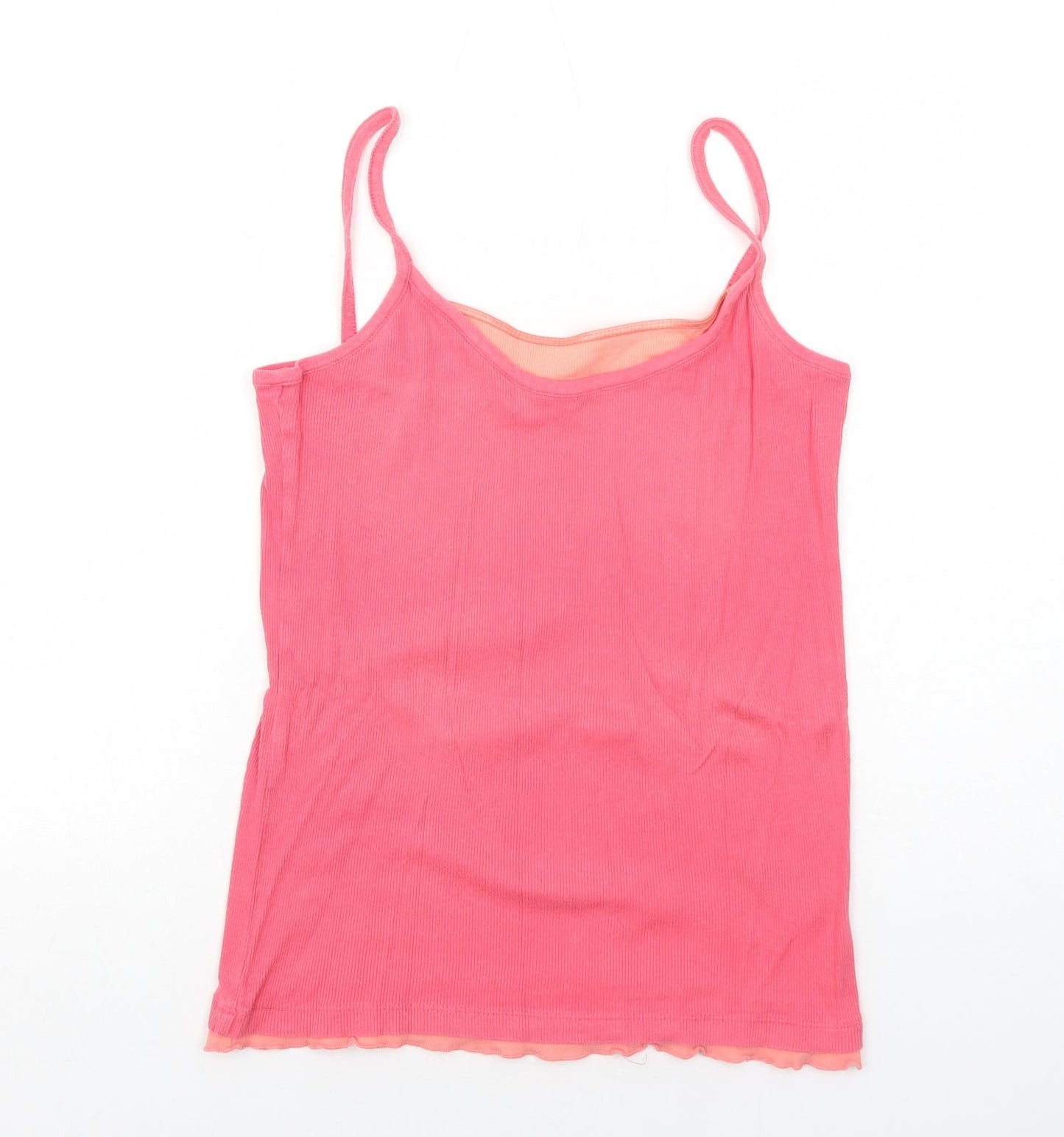 Marks and Spencer Womens Pink Cotton Basic Tank Size 16 Round Neck
