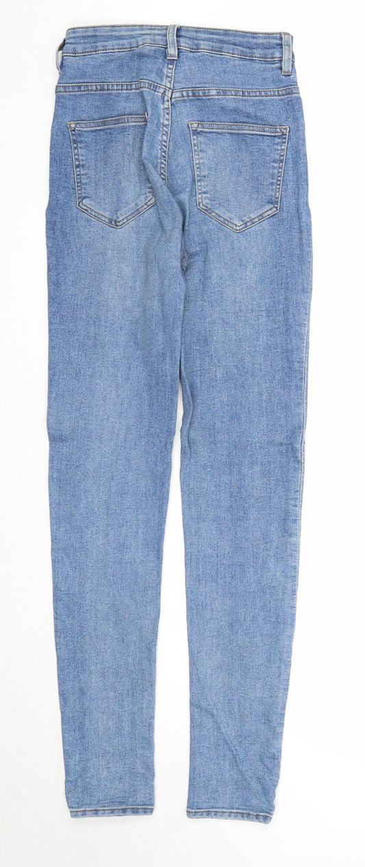 Divided Womens Blue Herringbone Cotton Skinny Jeans Size 6 Regular Zip