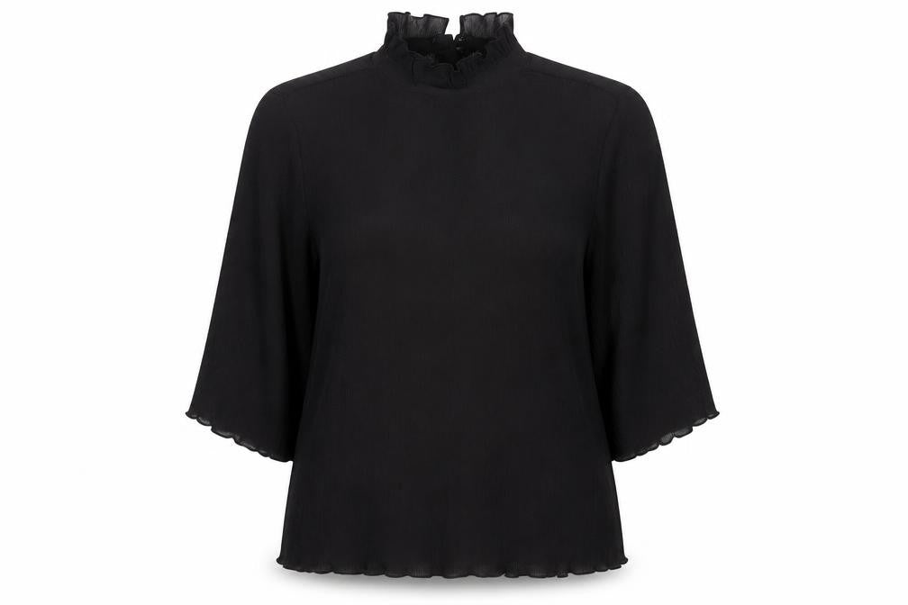 Monki Womens Black Polyester Basic Blouse Size XS Mock Neck