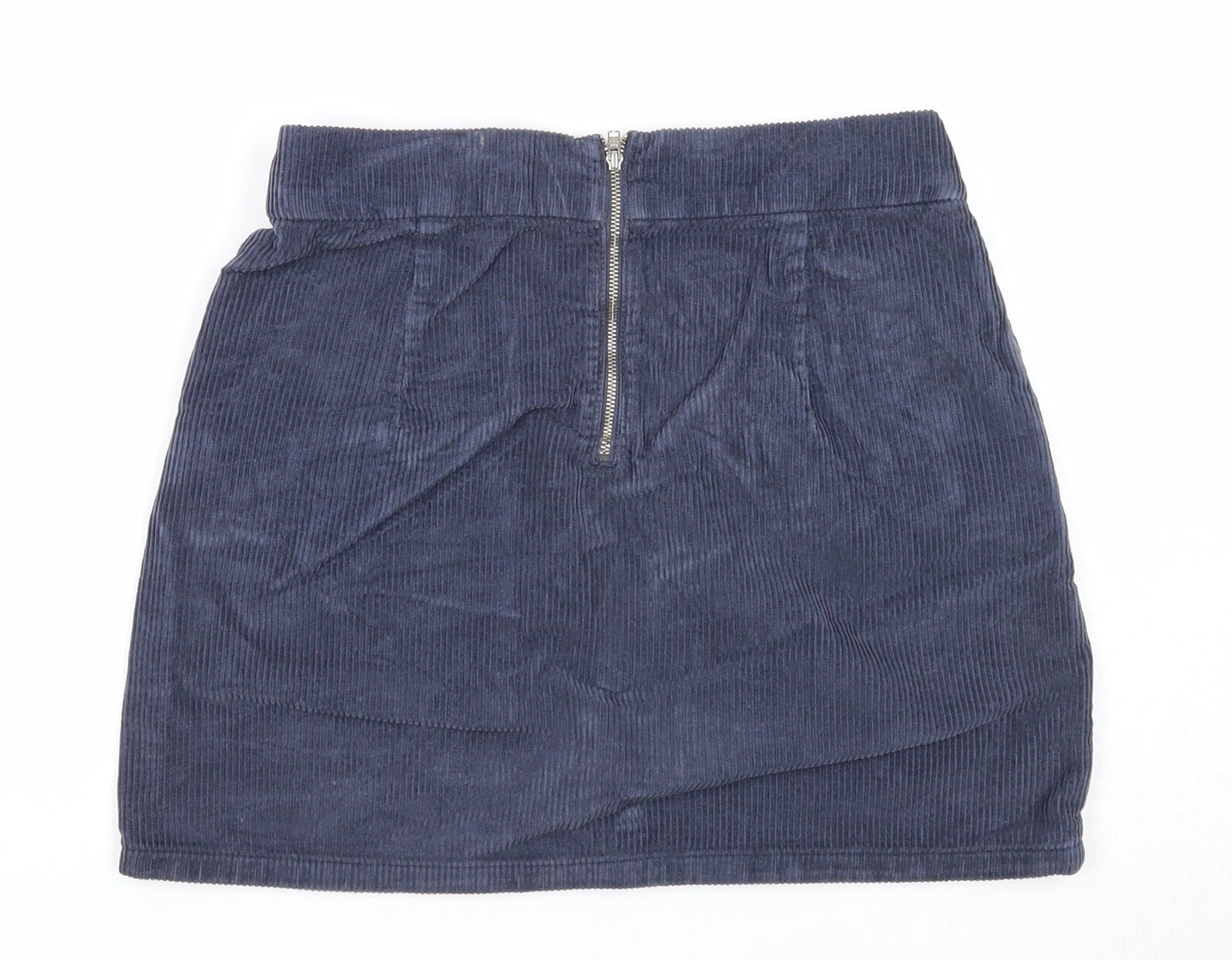 Topshop Womens Blue Cotton Mini Skirt Size 28 in Zip