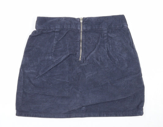 Topshop Womens Blue Cotton Mini Skirt Size 28 in Zip