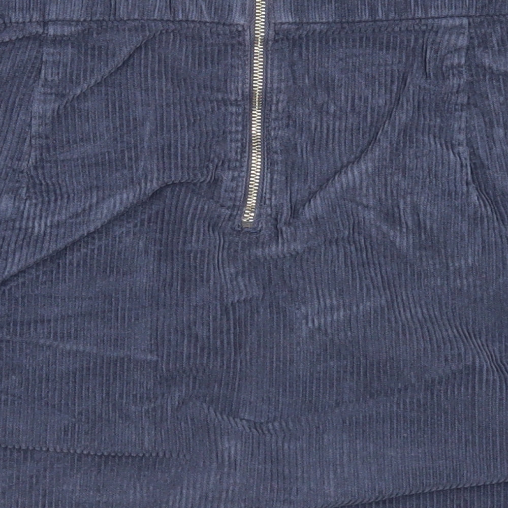 Topshop Womens Blue Cotton Mini Skirt Size 28 in Zip