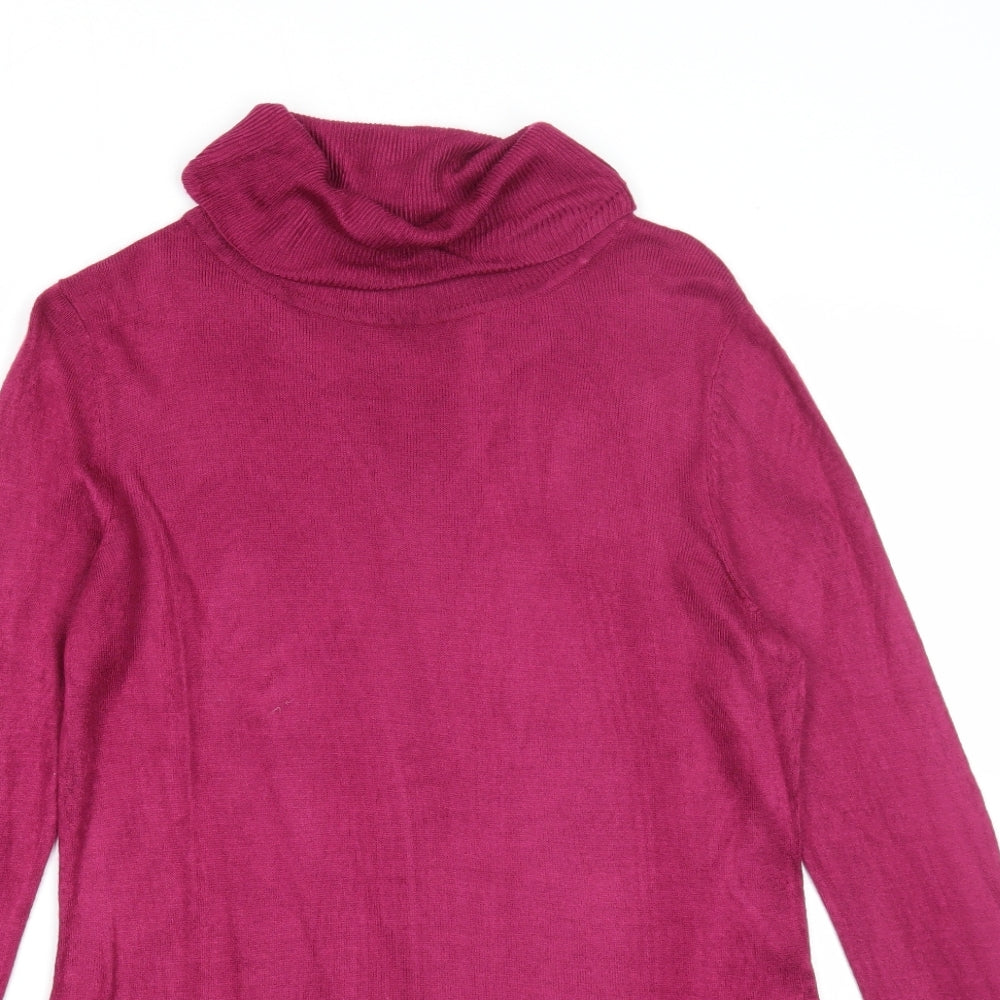 Love Knitwear Womens Purple Roll Neck Acrylic Pullover Jumper Size 10