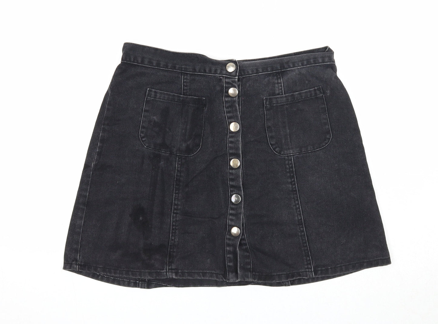 Cooperative Womens Black Cotton A-Line Skirt Size M Snap