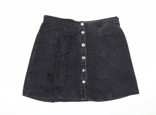 Cooperative Womens Black Cotton A-Line Skirt Size M Snap