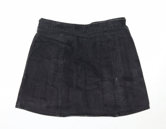 Cooperative Womens Black Cotton A-Line Skirt Size M Snap
