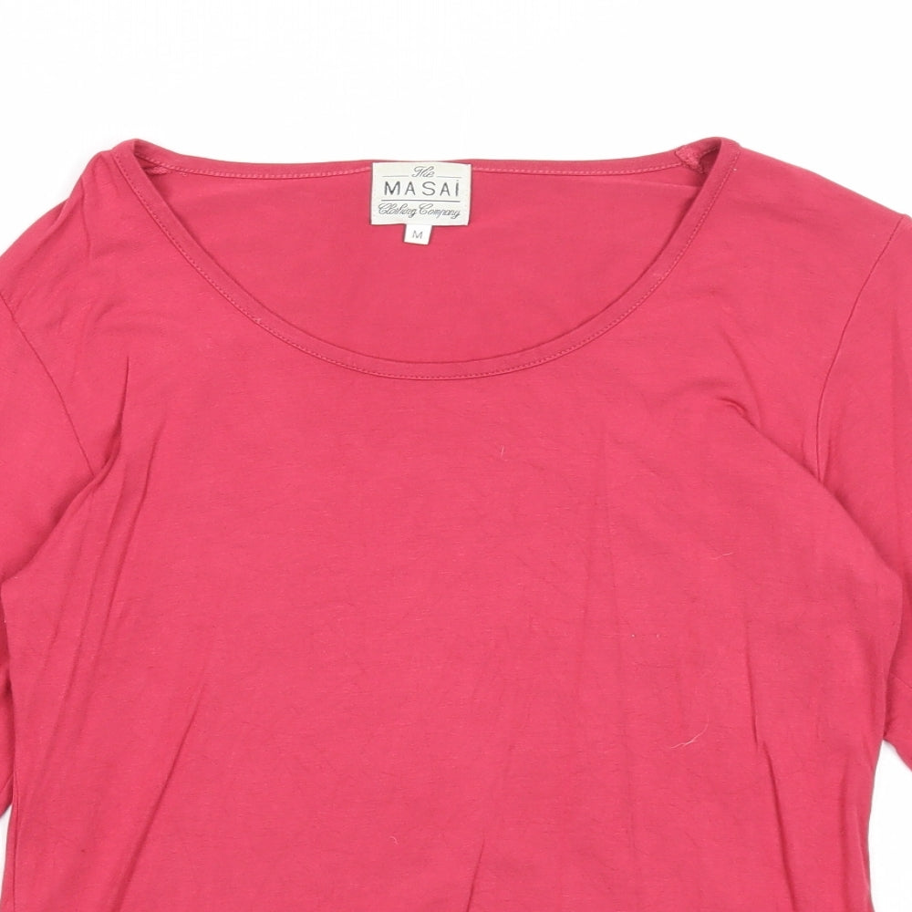Masai Womens Pink Viscose Basic T-Shirt Size M Round Neck