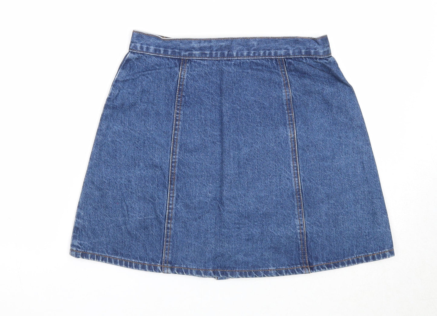 Cooperative Womens Blue Cotton A-Line Skirt Size S Button