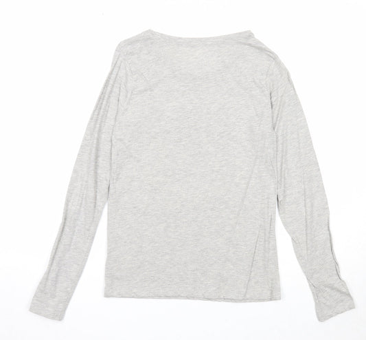 Monoprix Girls Grey Cotton Basic T-Shirt Size 14 Years Round Neck Pullover - Smile