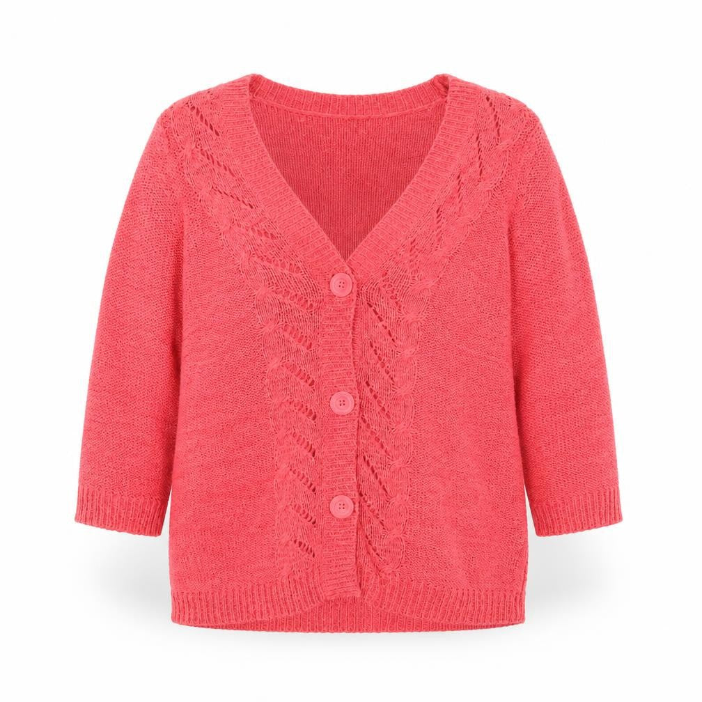 Marks and Spencer Womens Red V-Neck Acrylic Cardigan Jumper Size 10