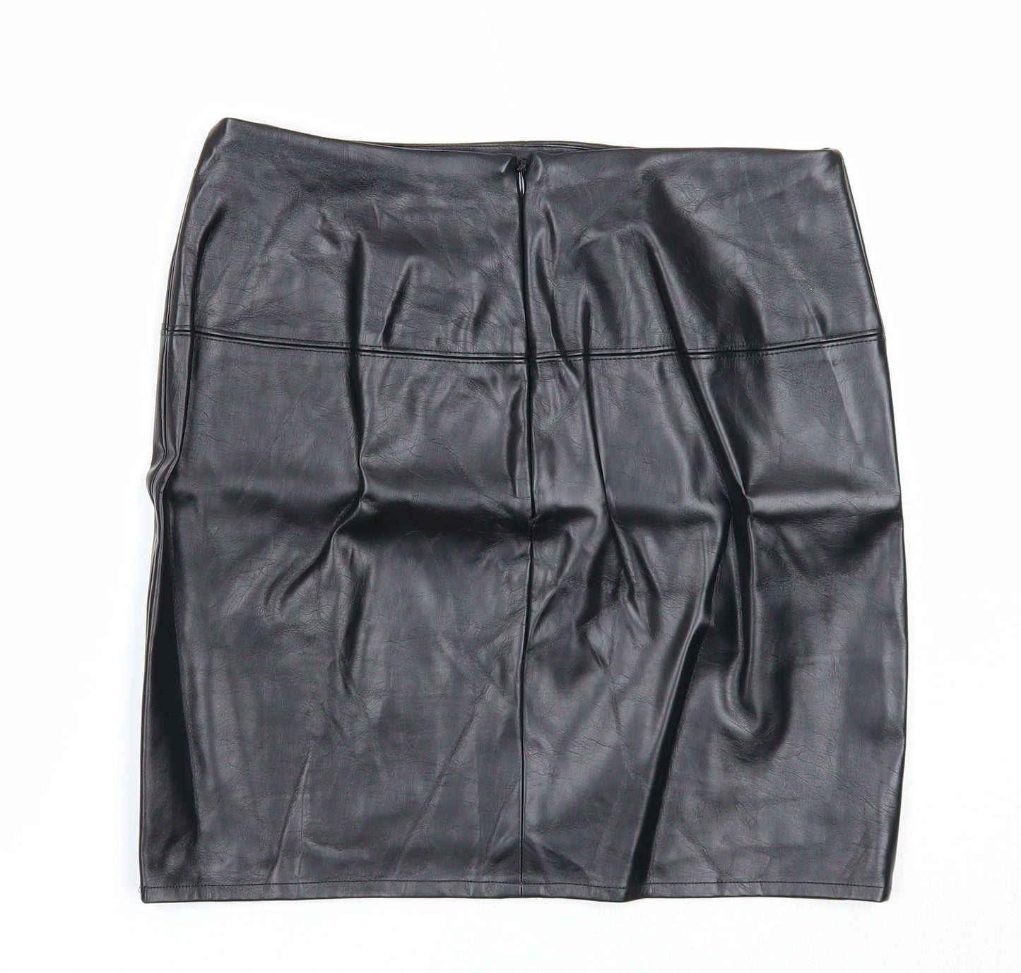 Missguided Womens Black Polyester A-Line Skirt Size 10 Zip