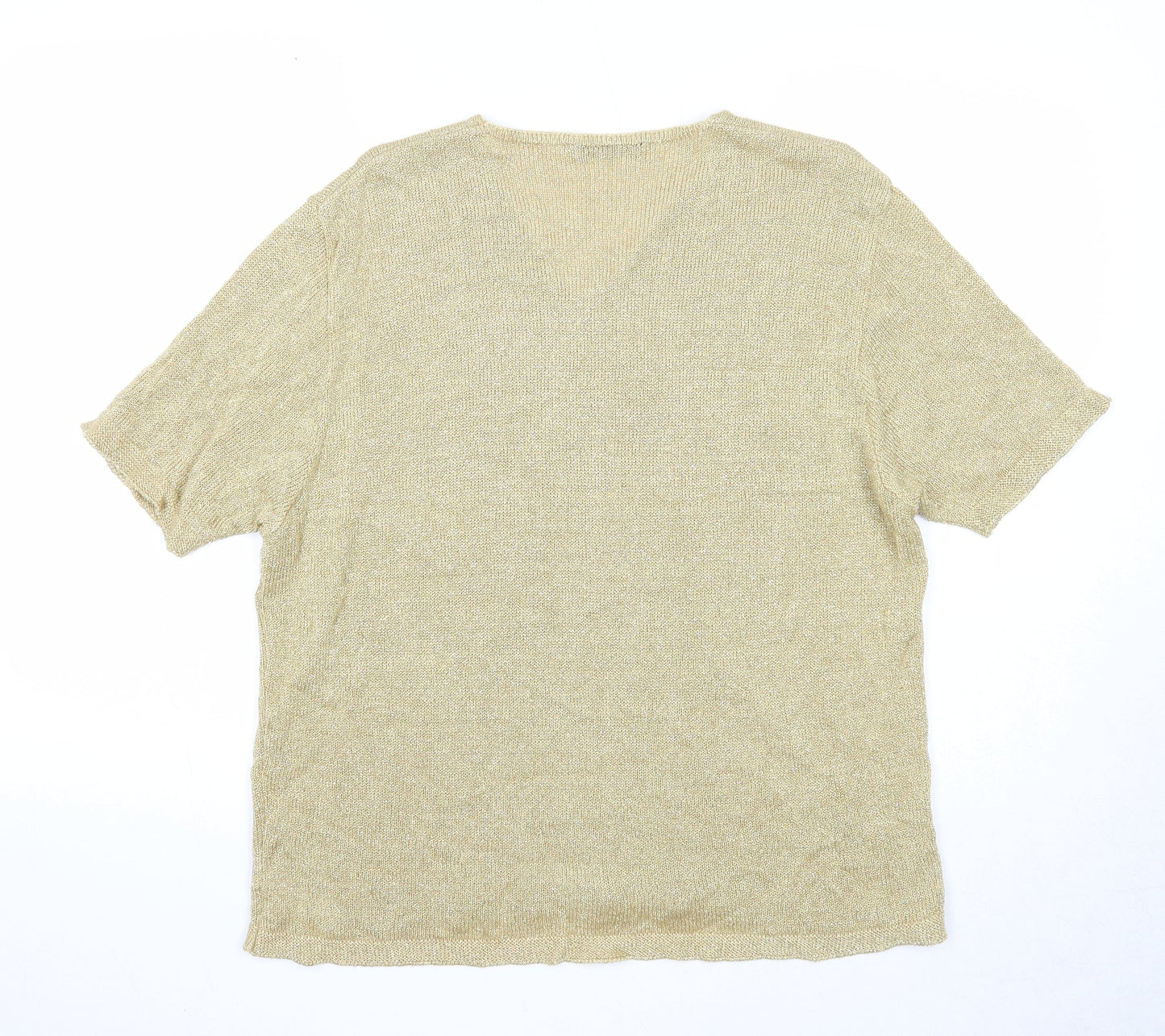Berkertex Womens Gold V-Neck Acrylic Pullover Jumper Size 18