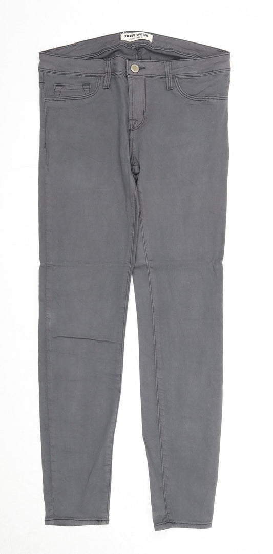 TALLY WEiJL Womens Grey Cotton Straight Jeans Size 10 Regular Zip
