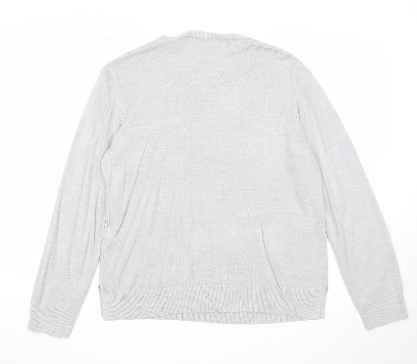 Marks and Spencer Womens Grey Round Neck Acrylic Pullover Jumper Size 16