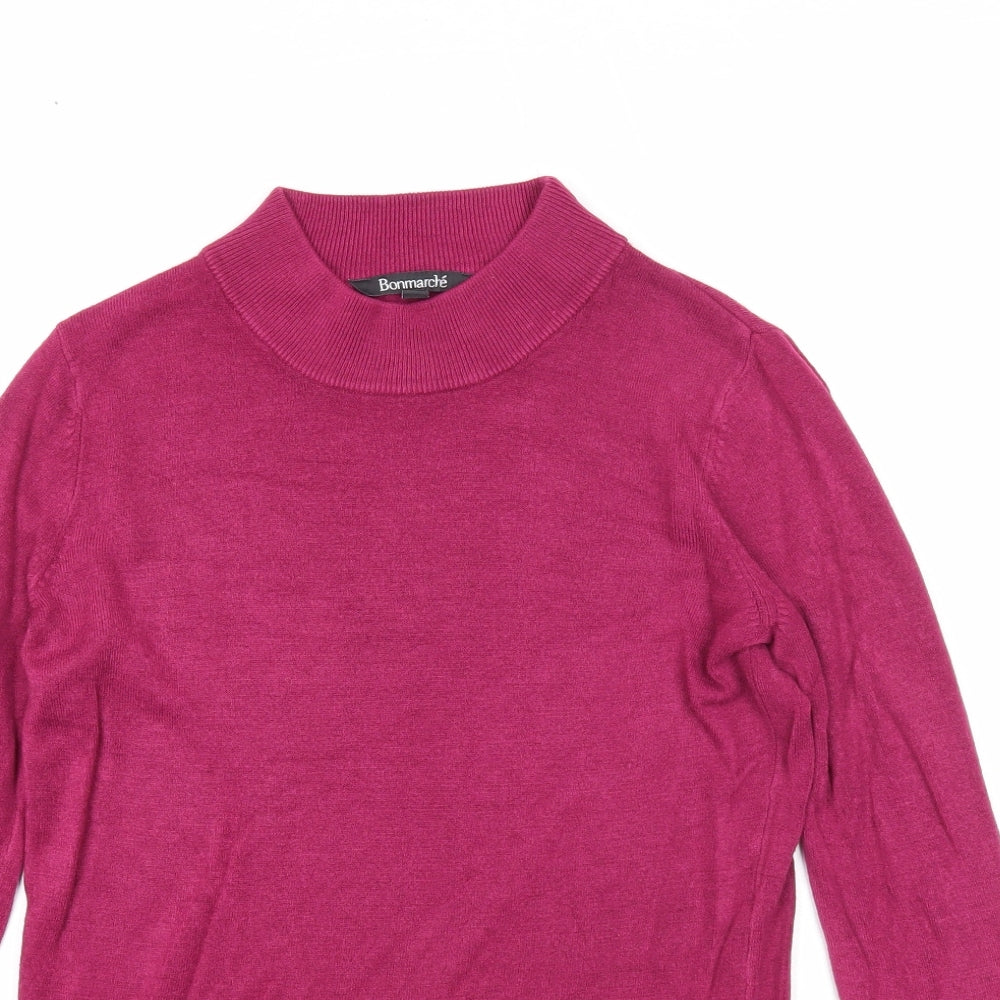 Bonmarché Womens Purple Round Neck Acrylic Pullover Jumper Size 8