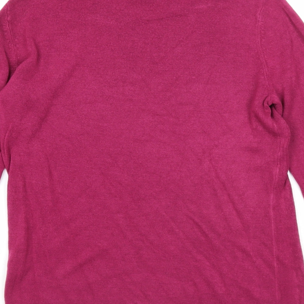 Bonmarché Womens Purple Round Neck Acrylic Pullover Jumper Size 8