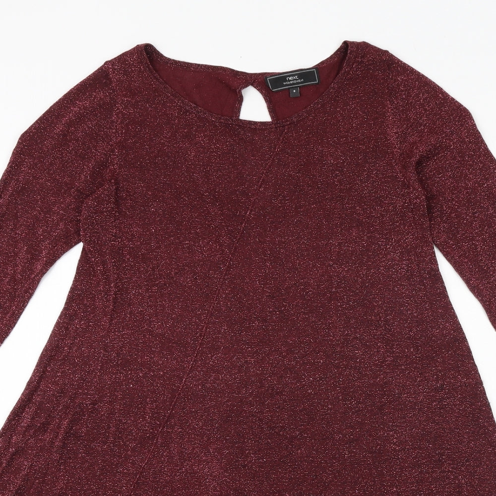 NEXT Womens Red Round Neck Viscose Pullover Jumper Size 8