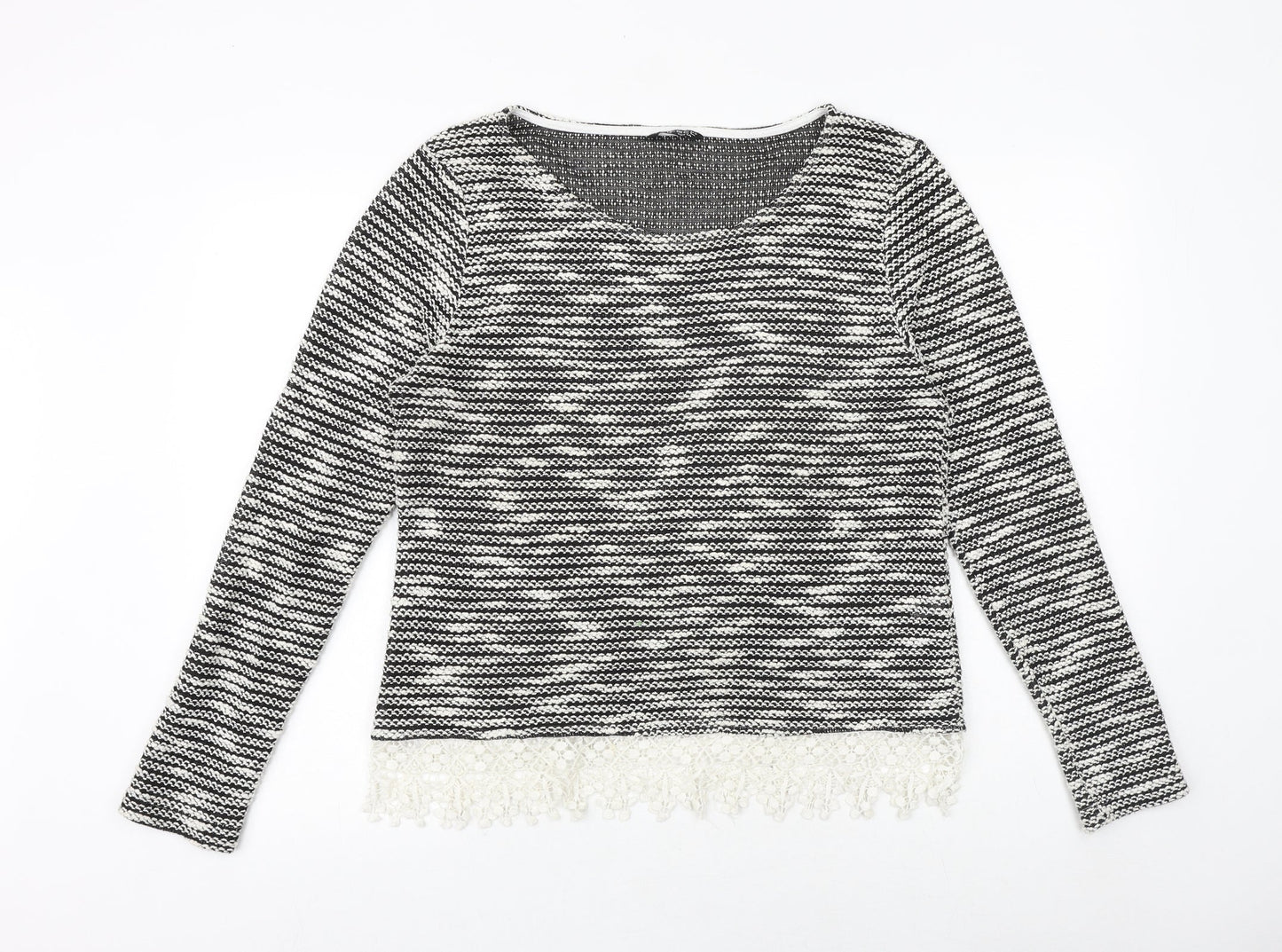 Select Womens Black Round Neck Cotton Pullover Jumper Size 16