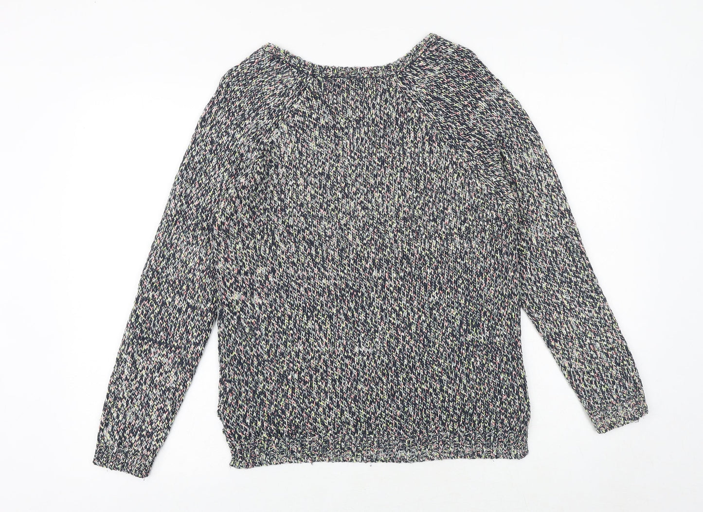 Marks and Spencer Womens Multicoloured V-Neck Acrylic Pullover Jumper Size 8