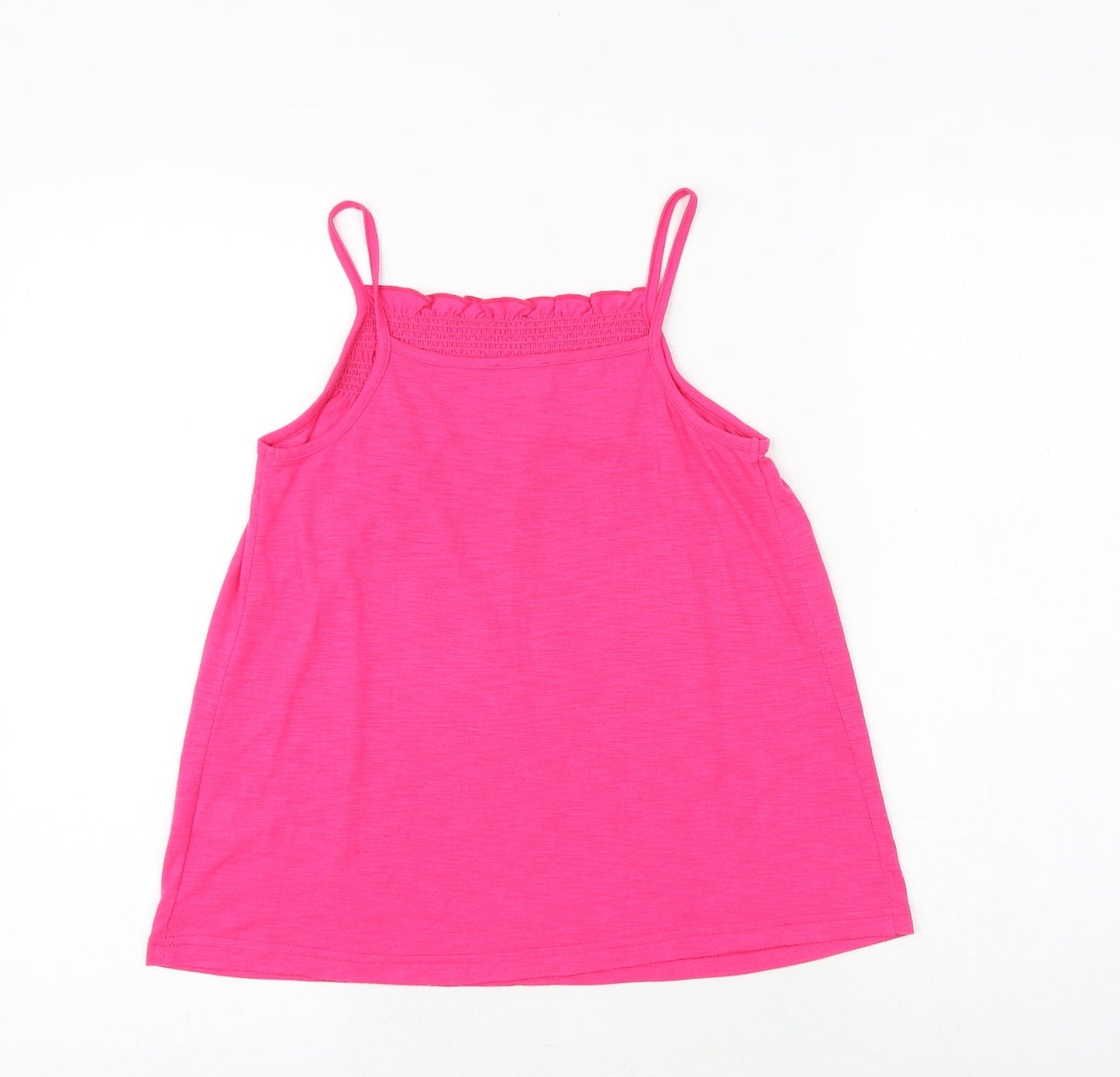 NEXT Girls Pink Viscose Basic Tank Size 11 Years Square Neck Pullover