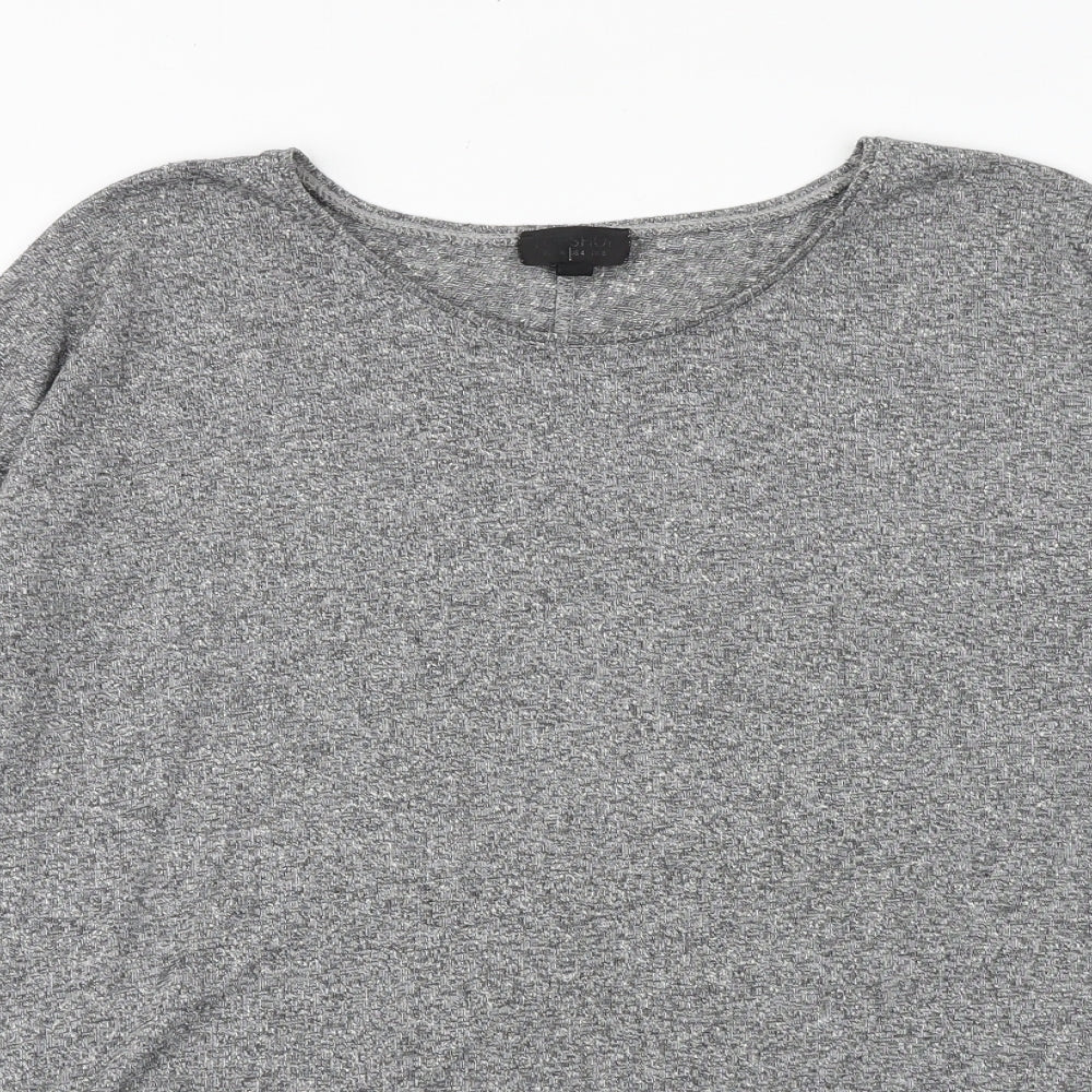 Topshop Womens Grey Viscose Basic T-Shirt Size 8 Round Neck