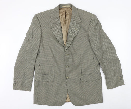 Burton Mens Brown Geometric Wool Jacket Blazer Size 40 Regular