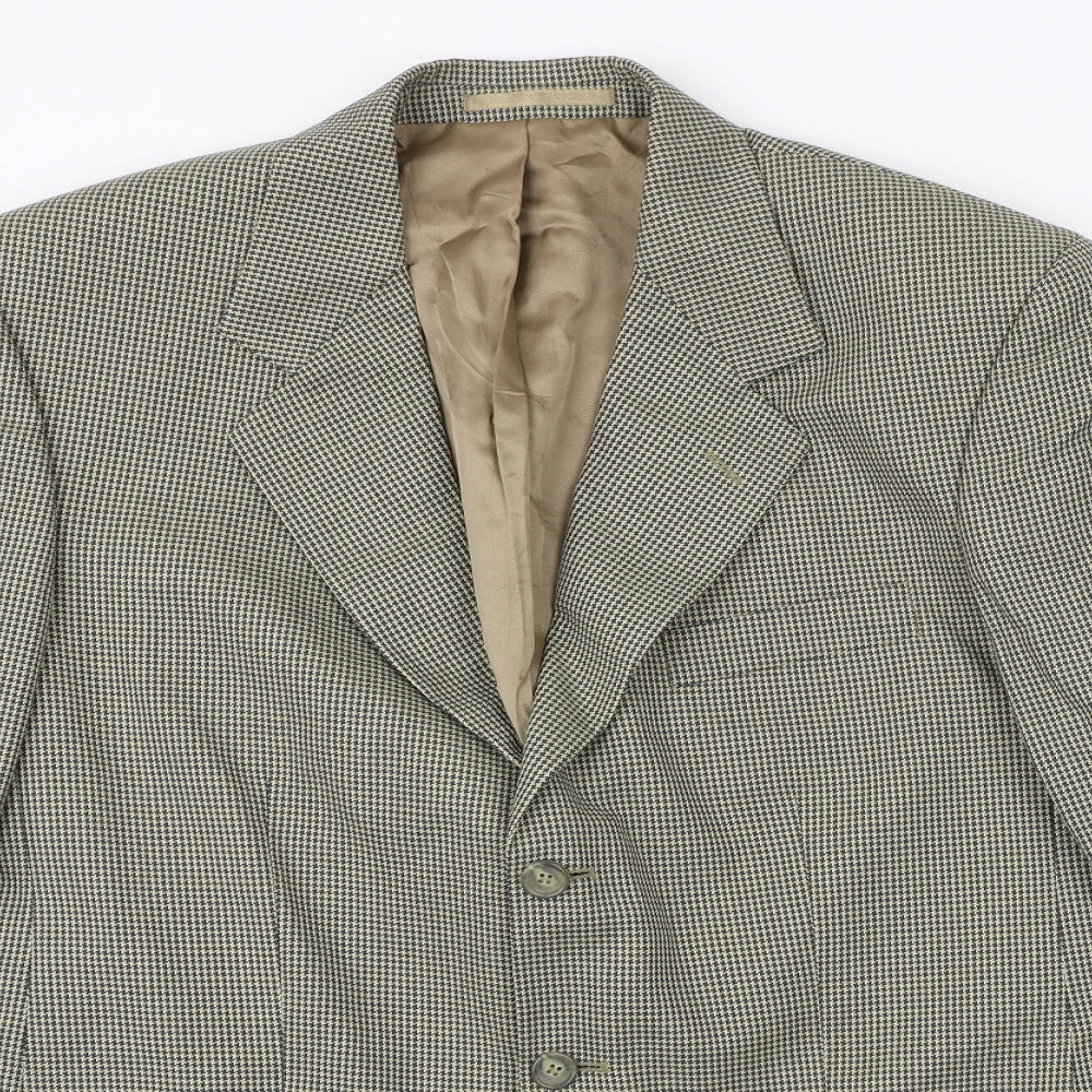 Burton Mens Brown Geometric Wool Jacket Blazer Size 40 Regular
