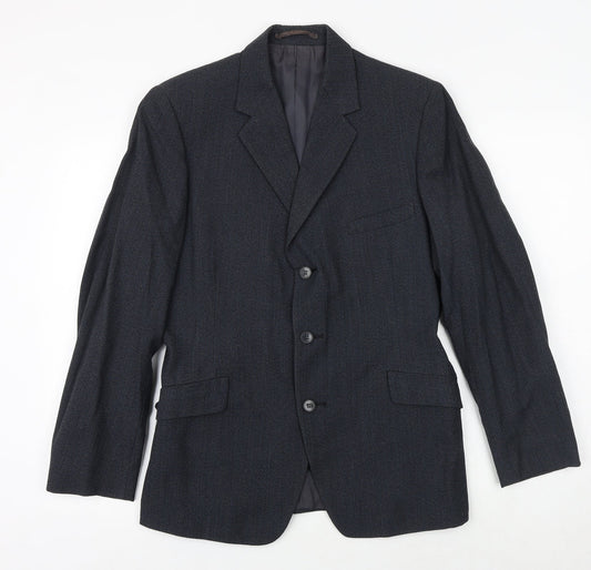 Burton Mens Blue Polyester Jacket Suit Jacket Size 36 Regular
