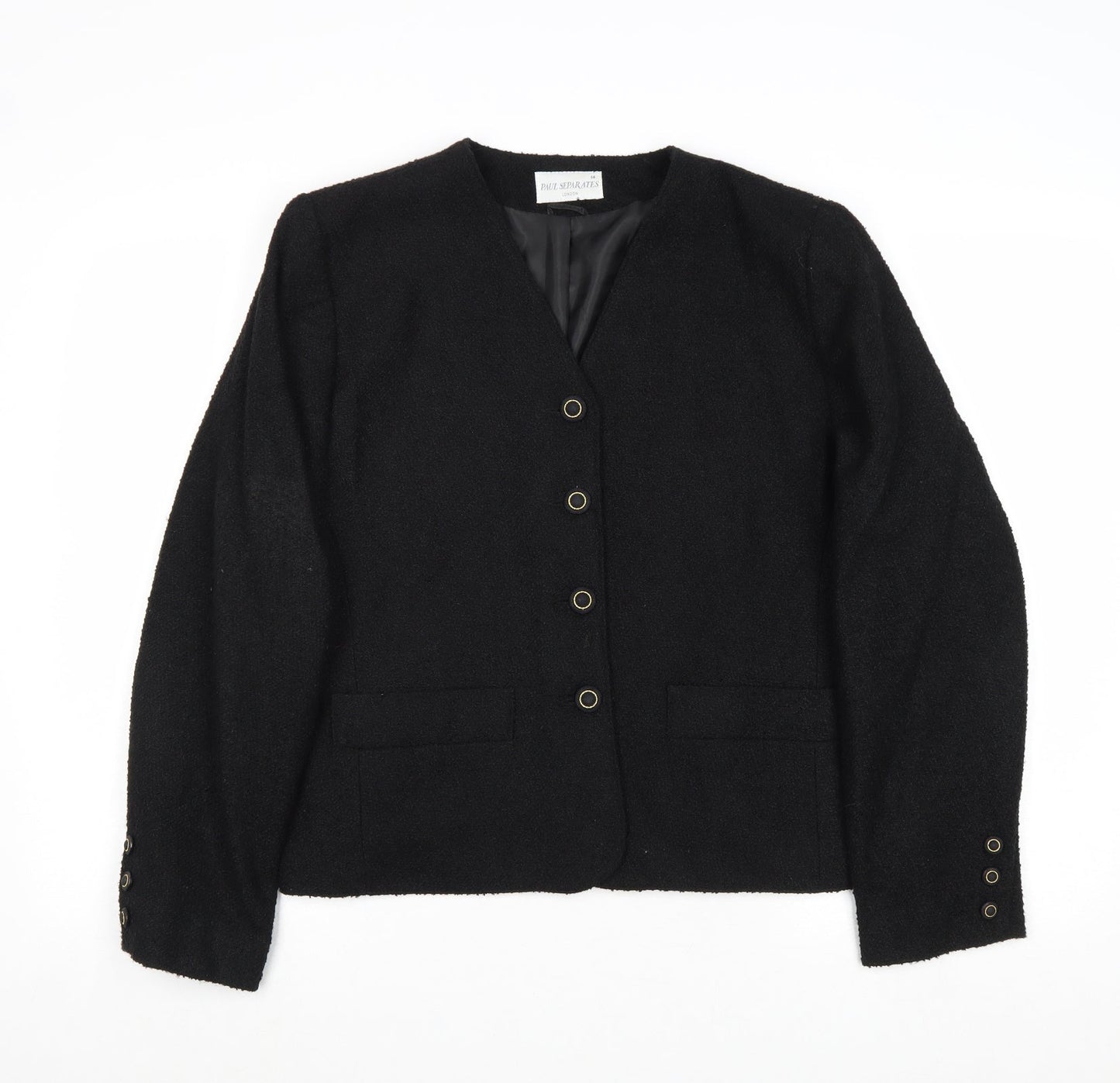 Paul Seperates Womens Black Jacket Blazer Size 14 Button