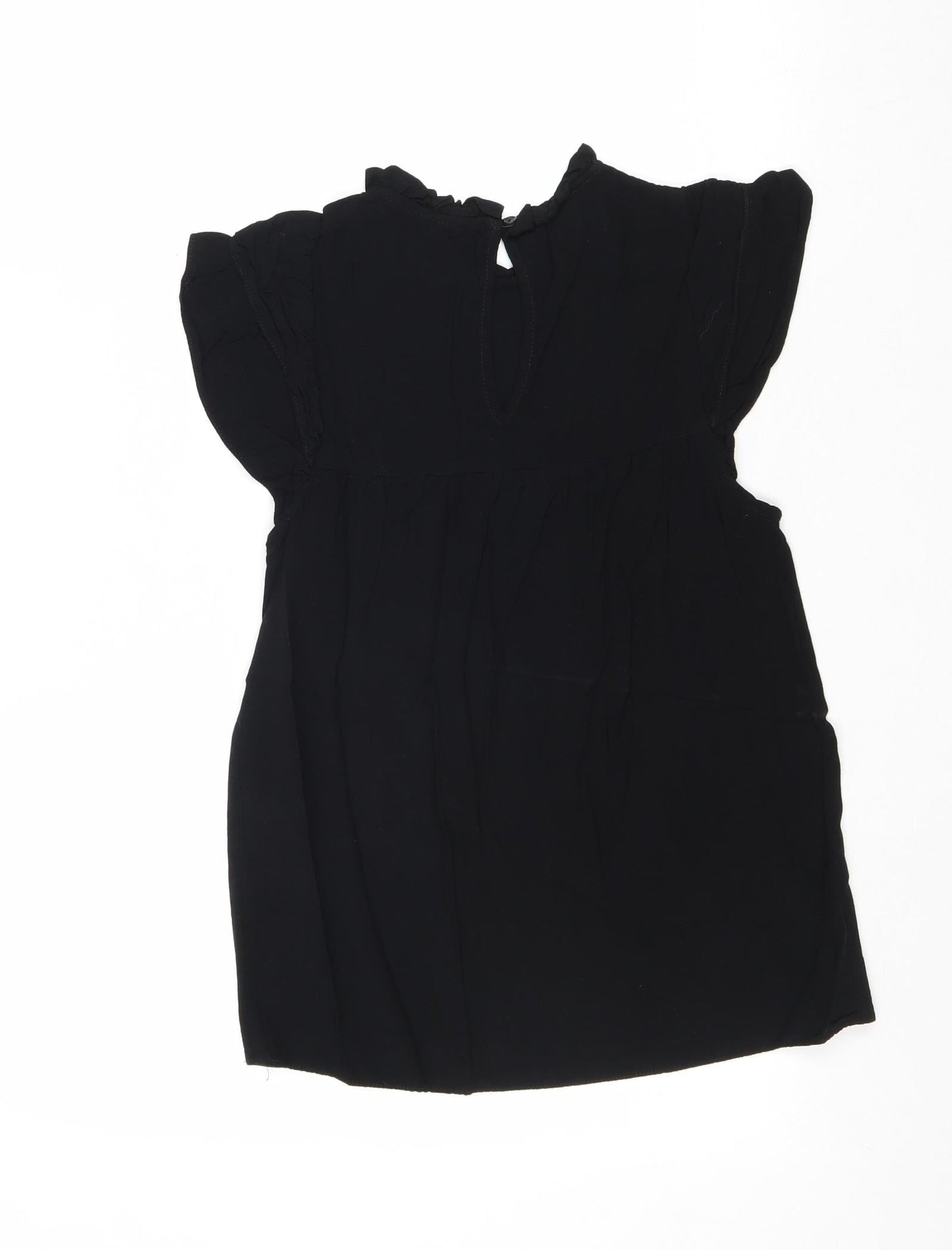 New Look Womens Black Viscose Basic Blouse Size 6 Mock Neck