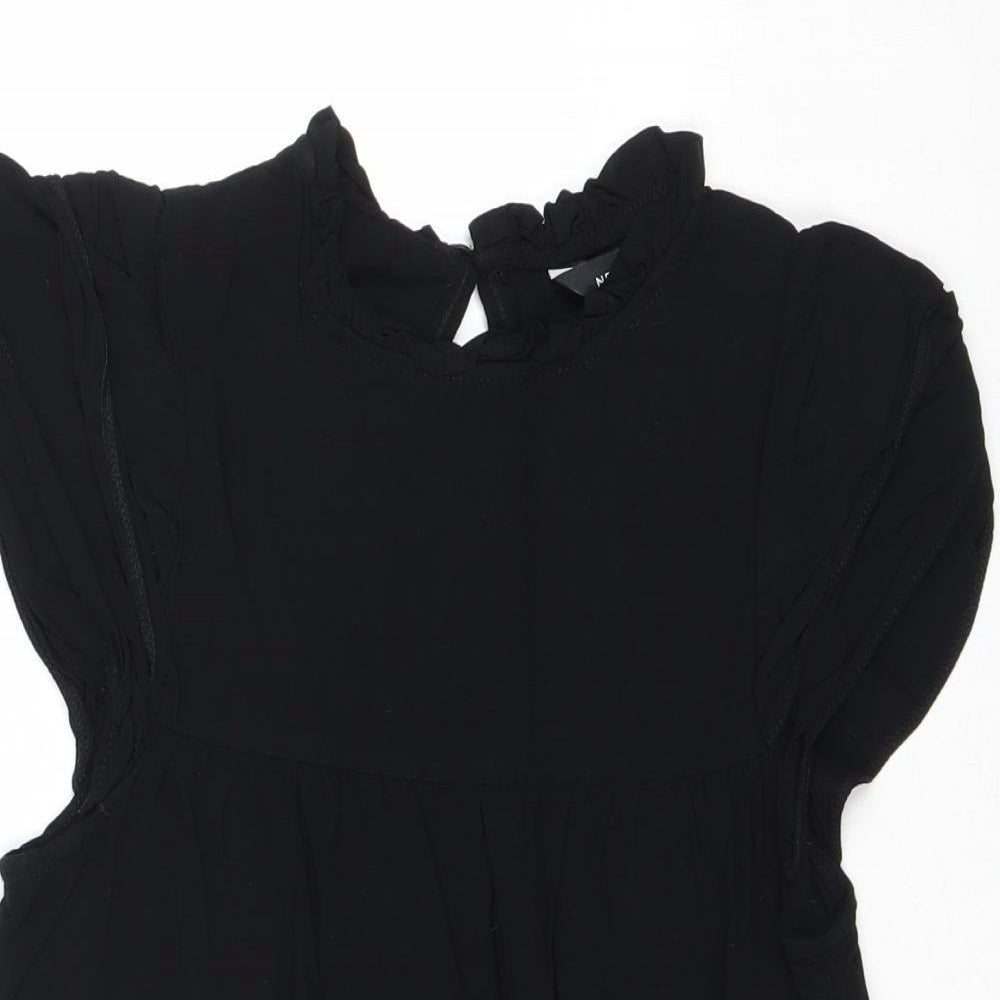 New Look Womens Black Viscose Basic Blouse Size 6 Mock Neck