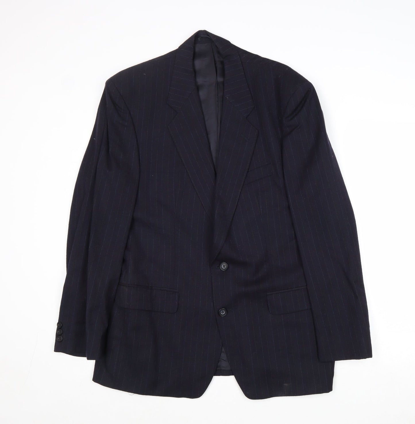 Marks and Spencer Mens Blue Striped Wool Jacket Suit Jacket Size 40 Regular