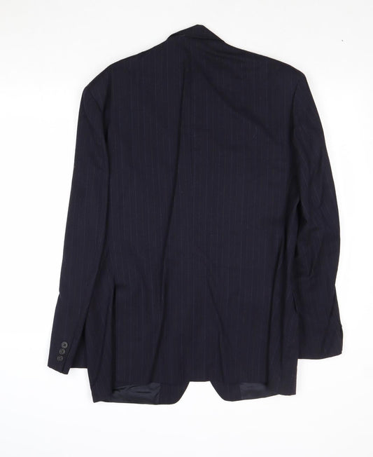 Marks and Spencer Mens Blue Striped Wool Jacket Suit Jacket Size 40 Regular