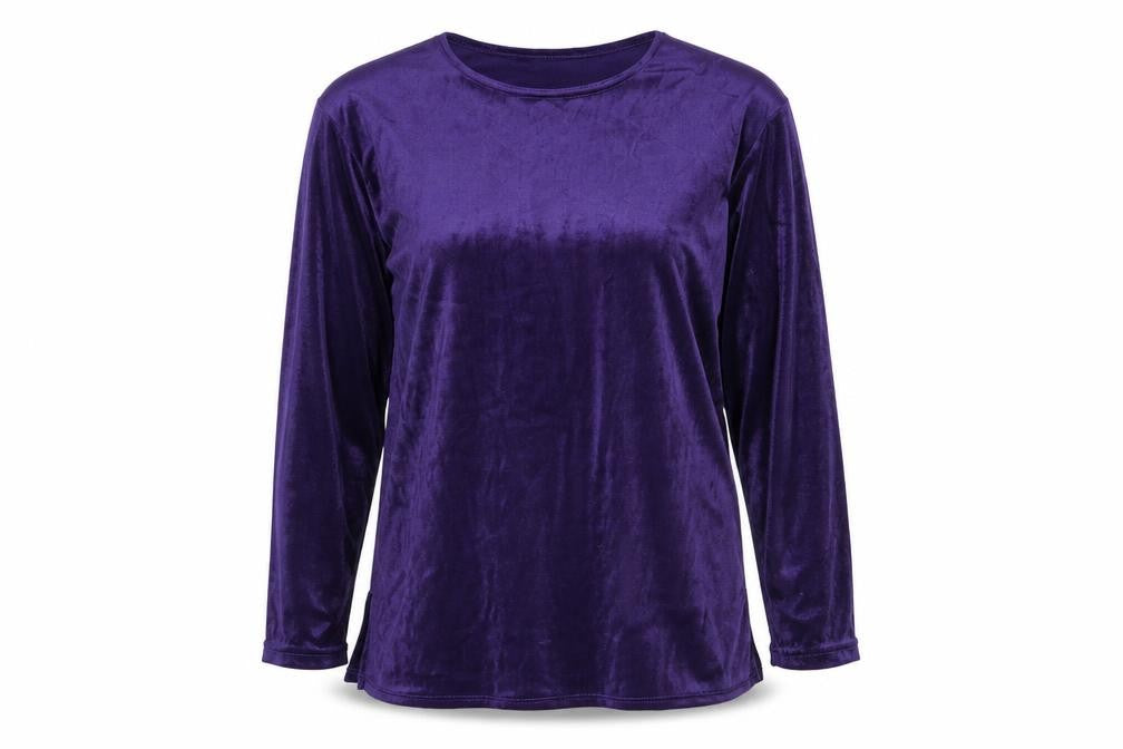 Xposure Womens Purple Polyester Basic Blouse Size S Round Neck