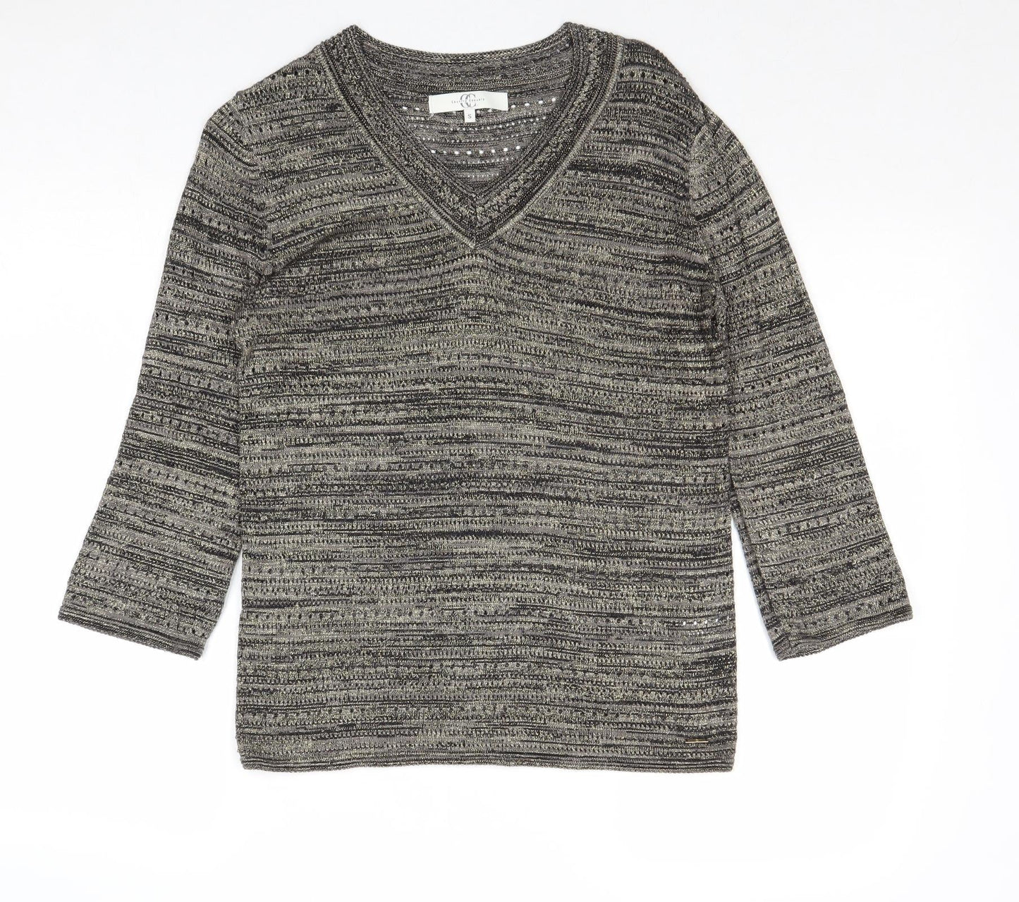 Country Casuals Womens Gold V-Neck Viscose Pullover Jumper Size S