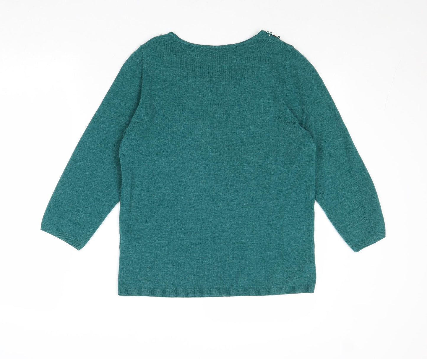 Marks and Spencer Womens Green Round Neck Acrylic Pullover Jumper Size 10