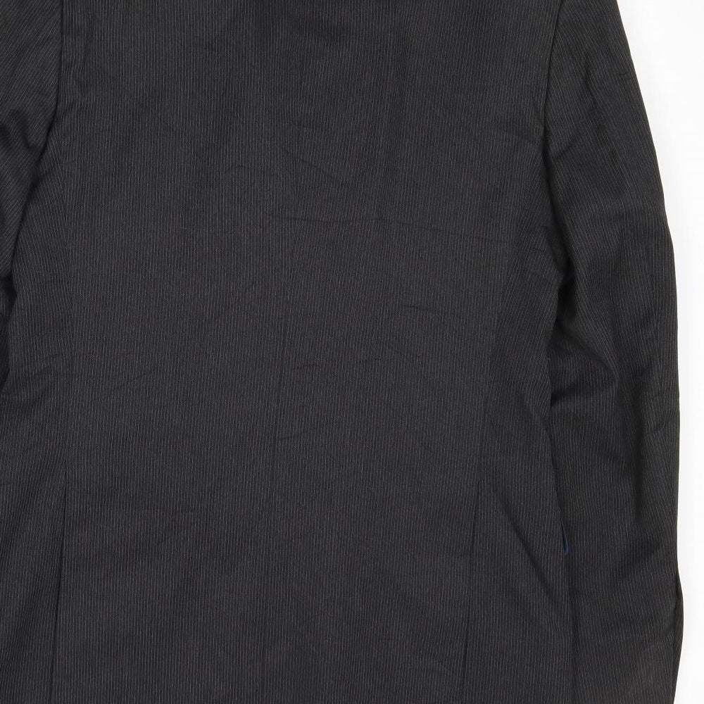Marks and Spencer Mens Grey Striped Polyester Jacket Suit Jacket Size 38 Regular