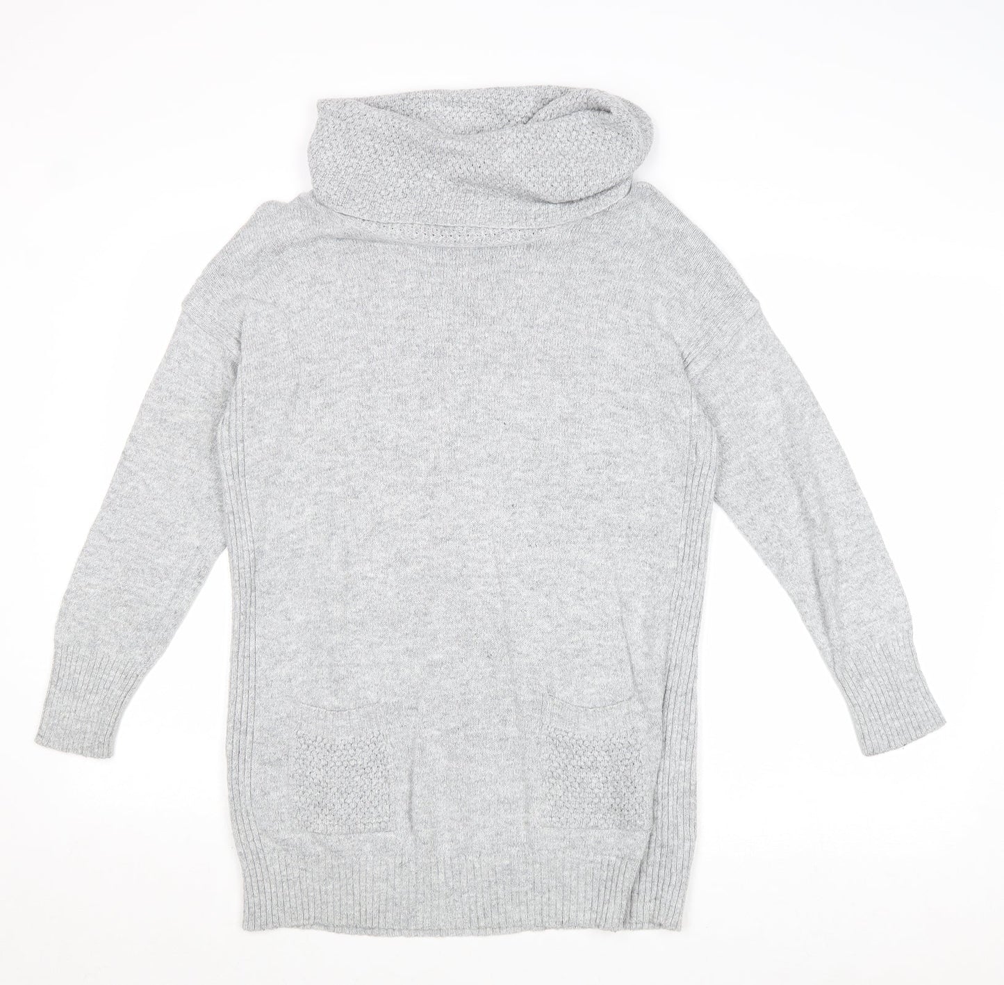 M&Co Womens Grey Roll Neck Cotton Pullover Jumper Size 14